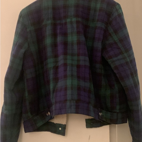 Forever 21 Women's Plaid Sherpa Fleece Lined Button Front Jacket - Picture 2 of 3